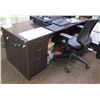 Image 1 : Wooden  Desk 66"x30"x29"H w/ Rolling Chair & File Drawers (Contents/Electronics not included)
