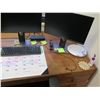 Image 4 : Wooden  Desk 75"x35"x29"H w/ Rolling Chair & File Drawers (Contents/Electronics not included)