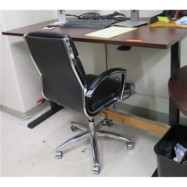 Metal Wood Laminate Desk 60"x30" w/ Rolling Chair (Contents Not Included)