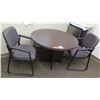 Image 1 : Round Black Table 42"Dx29"H w/ 2 Armchairs & Sanyo Mini Refrigerator SR-366S