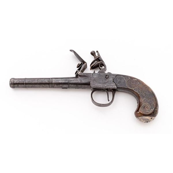 Antique English Flintlock Large-Bore Boxlock Pocket Pistol, by Ketland