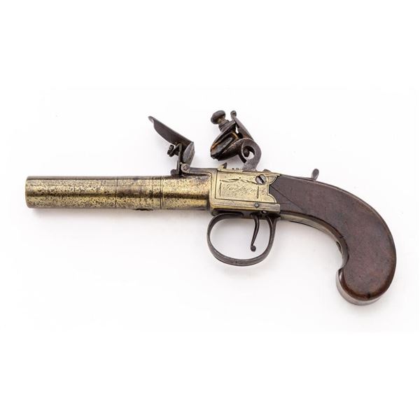 Antique English Flintlock All-Brass Boxlock Pocket Pistol, by Jackson