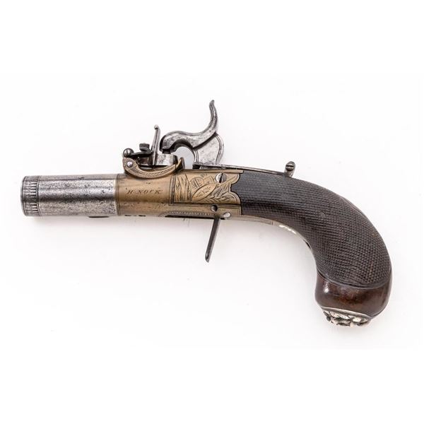 Antique English Screw-Barrel Percussion Boxlock Pistol, by Henry Nock