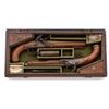 Image 1 : Antique Cased Pair of English Brass-Barrel Dueling Pistols, by William Allport