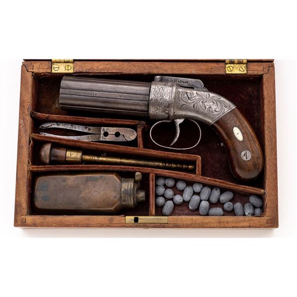 Antique Cased Allen & Thurber Double-Action Bar-Hammer Revolving Pepperbox Pistol