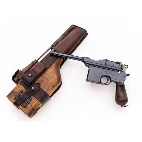 Restored Astra Model 900 Broomhandle Semi-Automatic Pistol, with Stock and Leather Holster