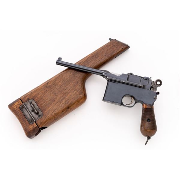 Large Ring Flatside Commercial Mauser Broomhandle Semi-Automatic Pistol, with Matching Stock