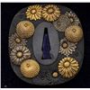 Image 5 : Antique Japanese Shakudo/Nanako Tsuba - Flowers, Signed