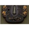 Image 4 : Antique Japanese Shakudo/Nanako Tsuba - Shi-Shi Dogs & Flowers