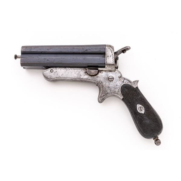 Antique European Large-Frame 4-Barrel Spurtrigger Pistol