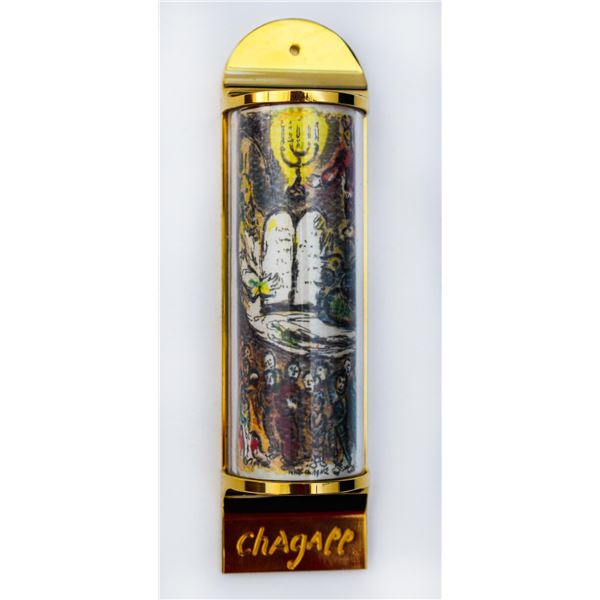 Marc Chagall - Mezuzah - silkscreen on 24K gold plated bronze "Ten Commandments"