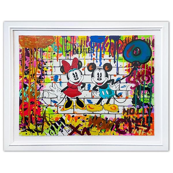 Nastya Rovenskaya- Original Mixed Media on Paper "Mickey & Minnie"