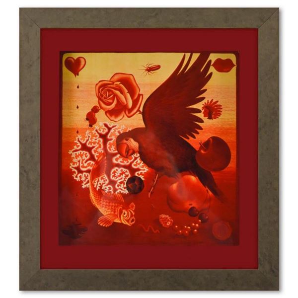 Victor Vasarely (1908-1997), "Etude En Rouge de la série Graphismes 2" Framed 1977 Heliogravure Prin