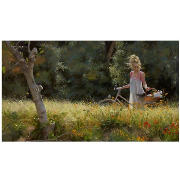 Vicente Romero, "Outing in the Countryside" Hand Signed Limited Edition Giclee on Canvas with Certif
