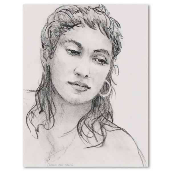 Charles Lynn Bragg, "Marla" Original Charcoal Drawing, Hand Signed with Letter of Authenticity