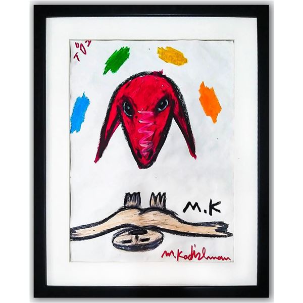 Menashe Kadishman- Pastel on Paper "Untitled"