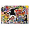 Image 1 : Mr. Brainwash, "Banksy Thrower" Original Mixed Media (24" x 36"), Hand Signed with Certificate of Au