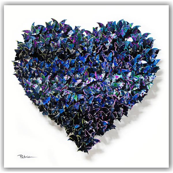 Patricia Govezensky- Original 3D Metal Art on Wood "Heart"