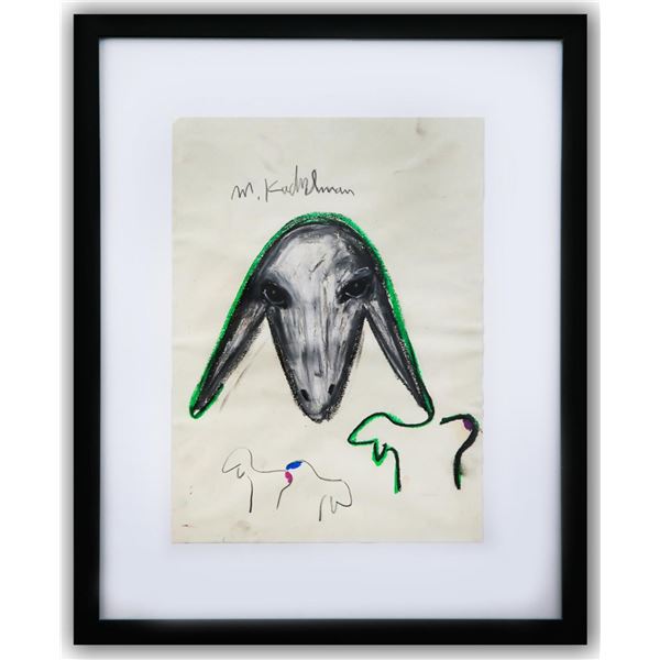 Menashe Kadishman- Pastel on Paper "Untitled"