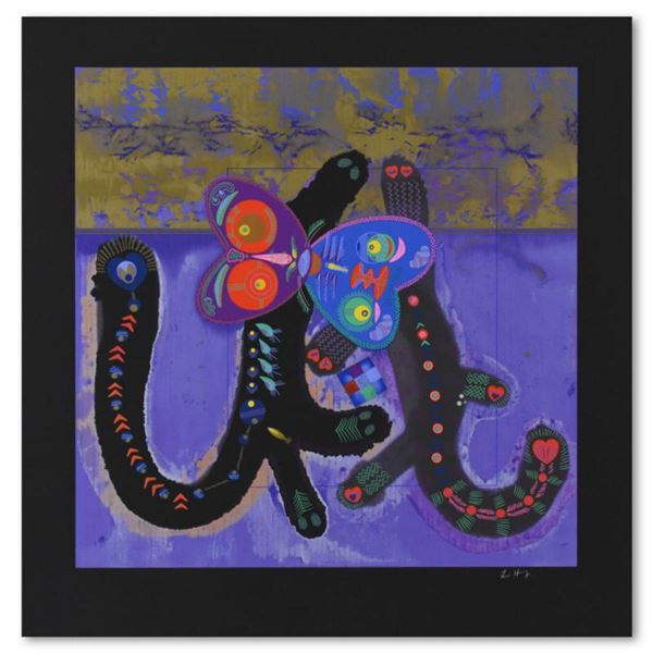 Lu Hong, "Kitty Camp Romance (Black)" Limited Edition Serigraph, Numbered and Hand Signed with Lette