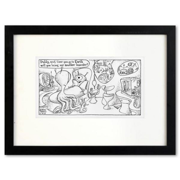 Bizarro, "Earthling Hamster" is a Framed Original Pen & Ink Drawing by Dan Piraro, Hand Signed with 