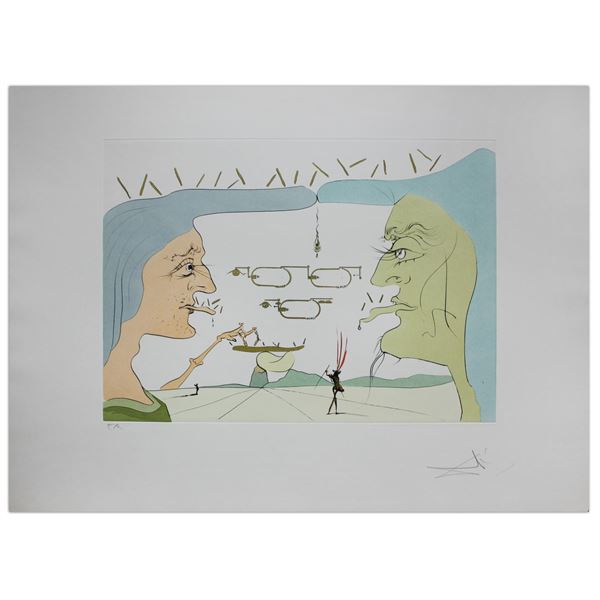Salvador Dali- Original Engravings with color by pochoir "Le telegraphe "