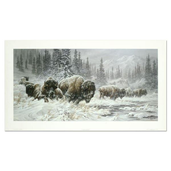 Larry Fanning, "Front Range Storm - Colorado Buffalo" Hand Signed and Numbered Limited Edition Litho