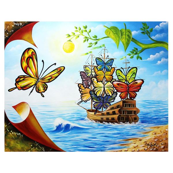 Eugene Poliarush- Original Oil on Canvas "The Boat Is Leaving The Shore"