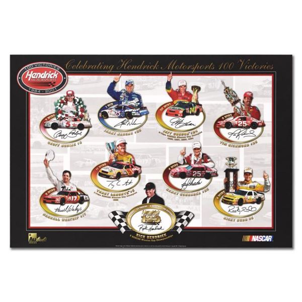 "Celebrating 100 Victories" Limited Edition Collectible NASCAR Poster, Numbered with Letter of Authe