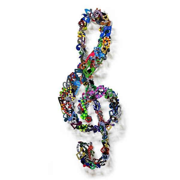 Patricia Govezensky- Original Painting on Cutout Steel "Love Music"