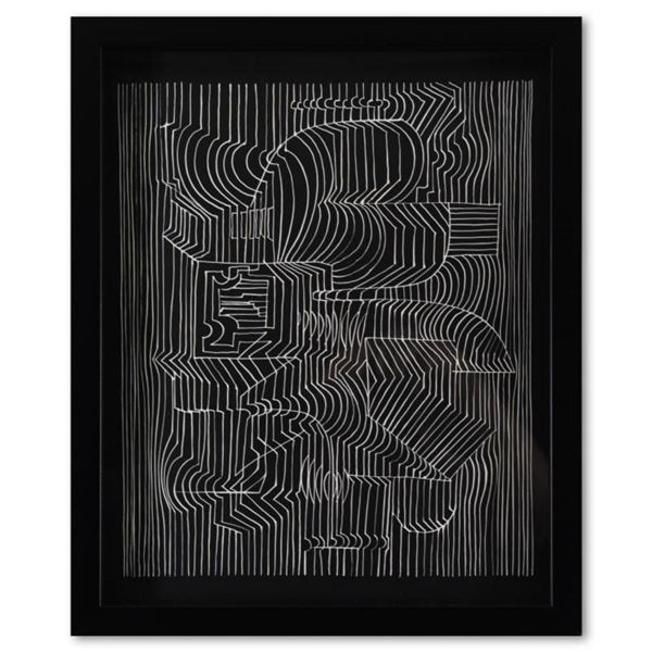 Victor Vasarely (1908-1997), "Gordium de la serie Ondulatoires" Framed 1973 Heliogravure Print with 