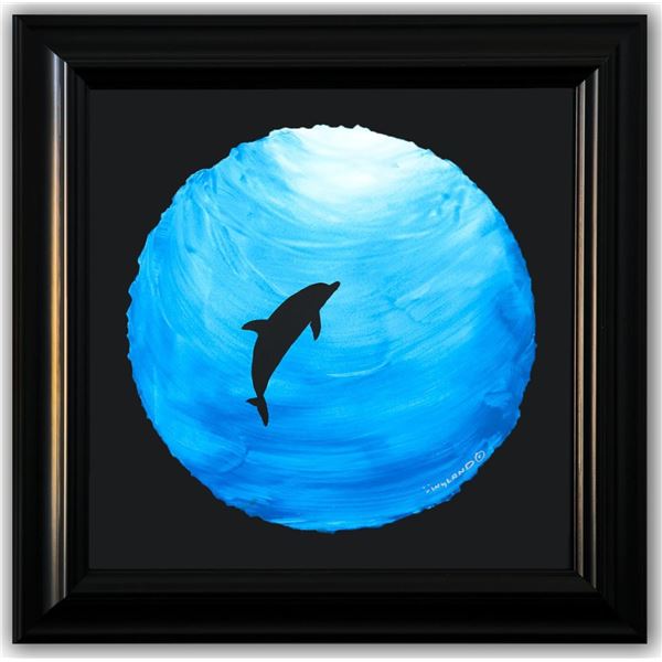 Wyland- Original Watercolor Painting on Deckle Edge Paper "Dolphin In Motion"