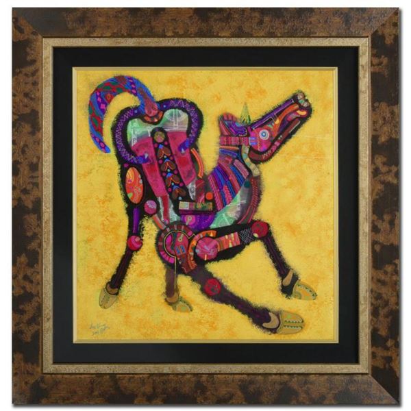 "Earth Horse" Original Mixed Media Painting by Renowned Artist Lu Hong, Hand Signed by the Artist wi