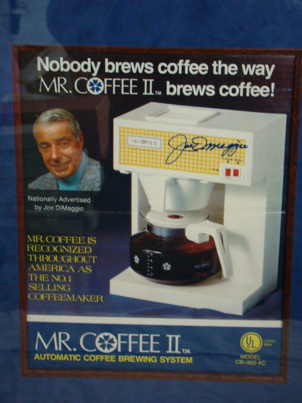 Joe DiMaggio Signed Mr. Coffee Advertisement