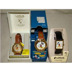 Lot of Three Mickey Mouse Lorus Watches.