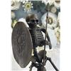 Image 5 : Skeleton Warrior w/ Shield and Spear Bronze Statue Marble Base