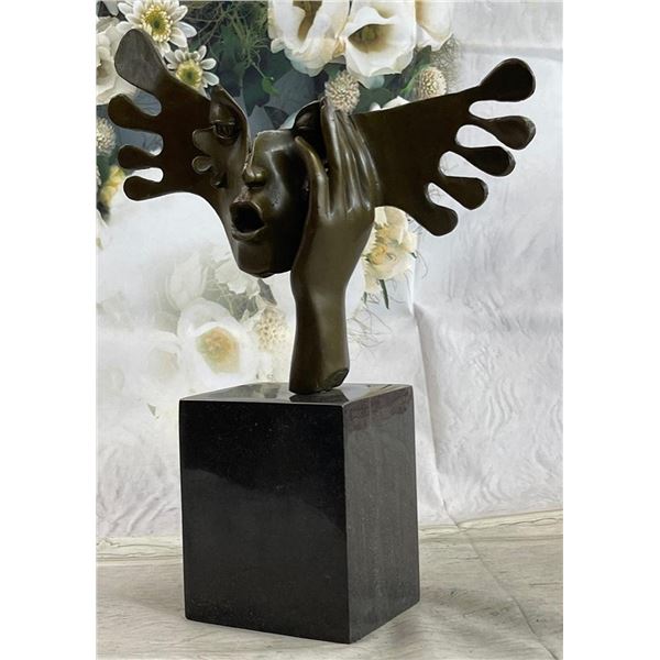 Signed Dali Abstract Female Sunshine Bronze Sculpture Marble Base Figure