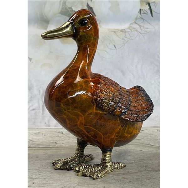 Bronze Duck Figurine Figure Real Bronze w/ Patina Glaze Sculpture Special Patina