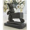 Image 1 : English Bulldog Pushing Wheelbarrow Bronze Planter Dish Sculpture