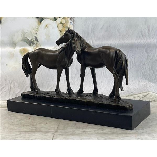 ORIGINAL HORSES IN LOVE BRONZE SCULPTURE MARBLE BASE FIGURINE