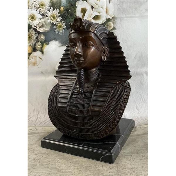 Egyptian Pharaoh Real Bronze Bust Sculpture Egyptology