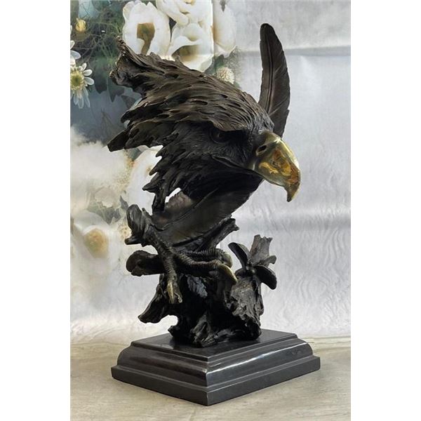 Abstract Eagle Bust w/ Talon and Feather Bronze Statue