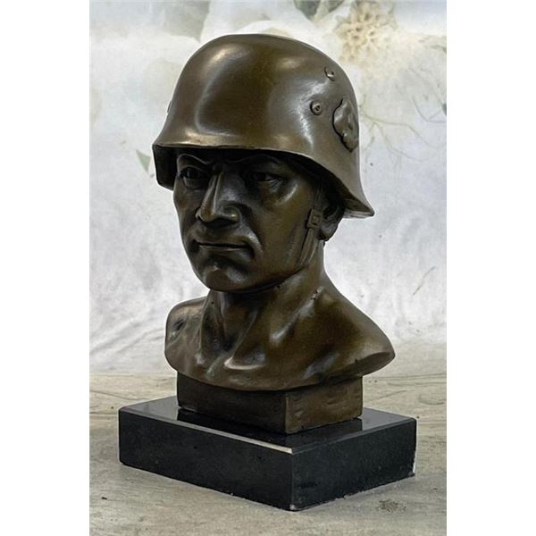 Unknown German Soldier Bronze Bust Sculpture Statue WW1 WW2