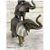 Image 2 : Stacked 3 Lucky Elephants Bronze Metal Statue
