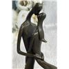 Image 3 : Signed Modern Art Abstract Two Lovebirds Sharing a Moment Bronze Sculpture