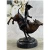 Image 3 : Rodeo Bull Rider Cowboy Bronze Sculpture With Marble Base