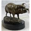Image 2 : Signed Barye Farm Animal Pet Pig Bronze Marble Base Sculpture