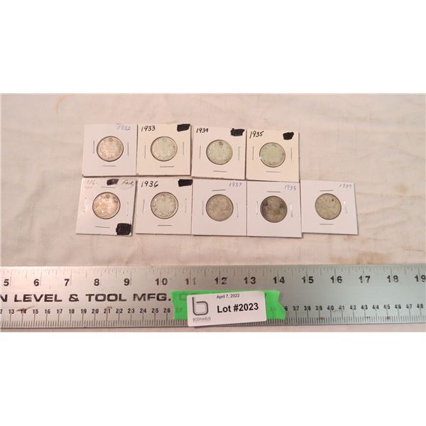 (9) 1932-1939 Quarters (all years)