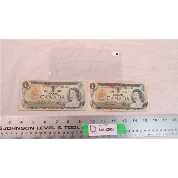 (2) 1973 $1 Bills