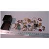 Image 1 : Box with costume jewelry - Bulova Watch, Brooches, Earrings